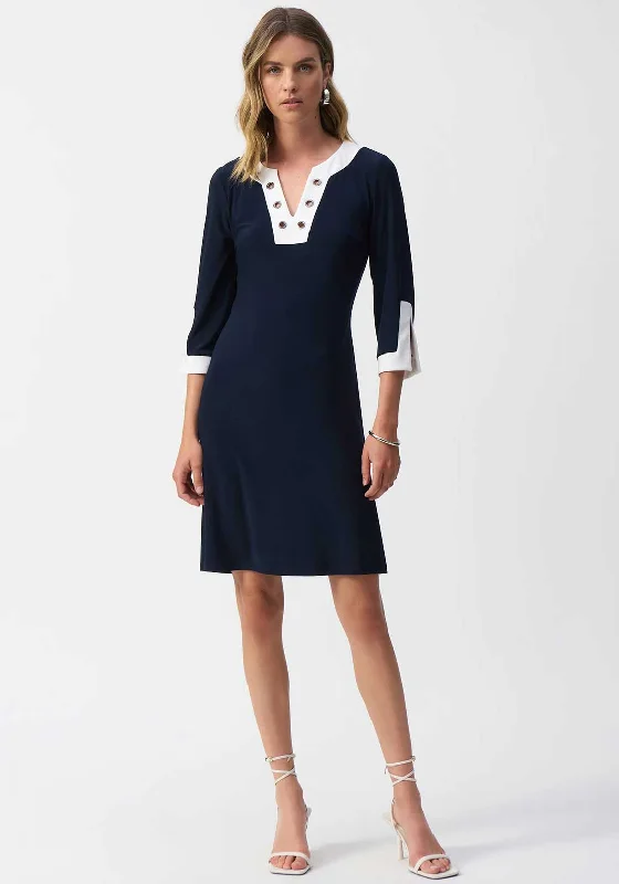 Joseph Ribkoff Eyelet Neck Aline Dress, Navy Tunics Wedding white