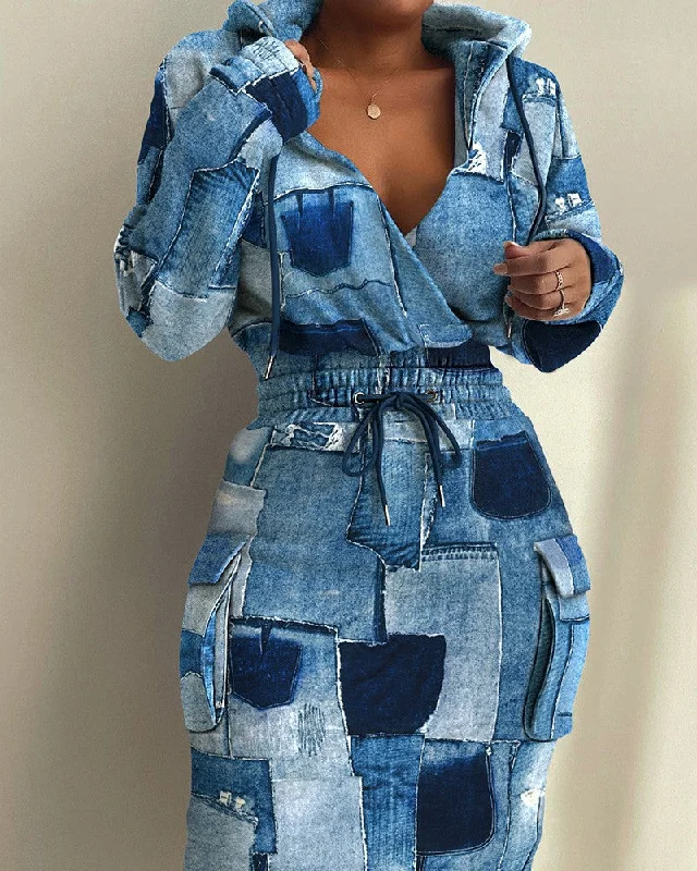 Denim Blue Print