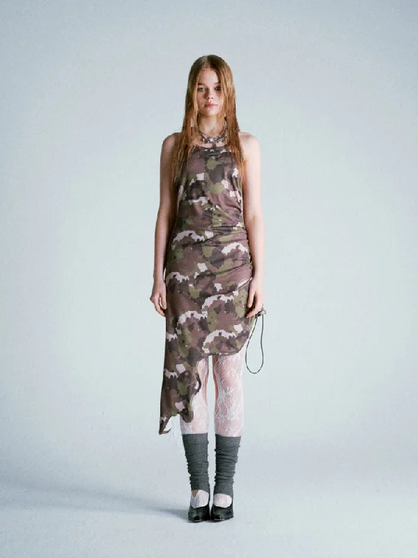 Camouflage Bear Hanging Neck Dress【s0000009277】 Tunics Seasonal trendy