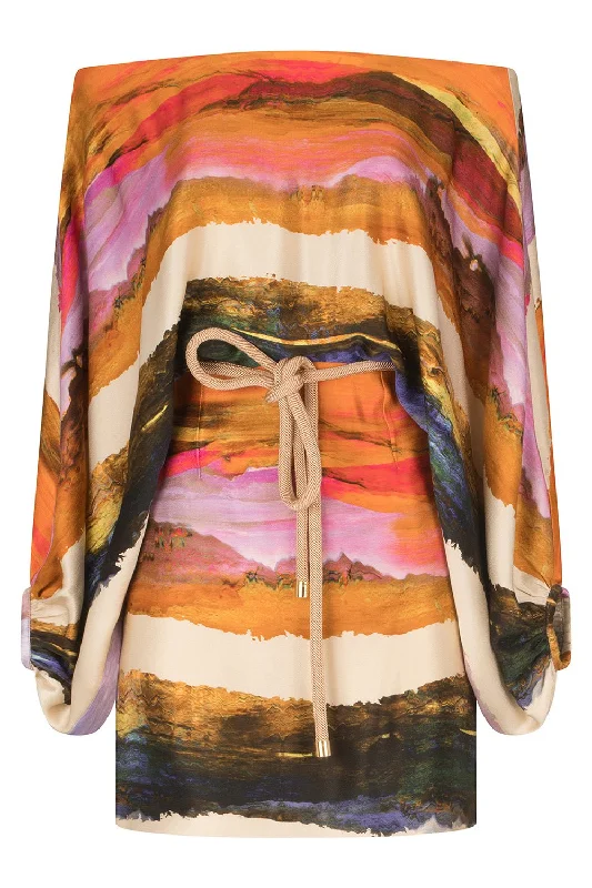 Manon Dress - Orange Orchid Abstract Stripes Tunics Hiking breathable