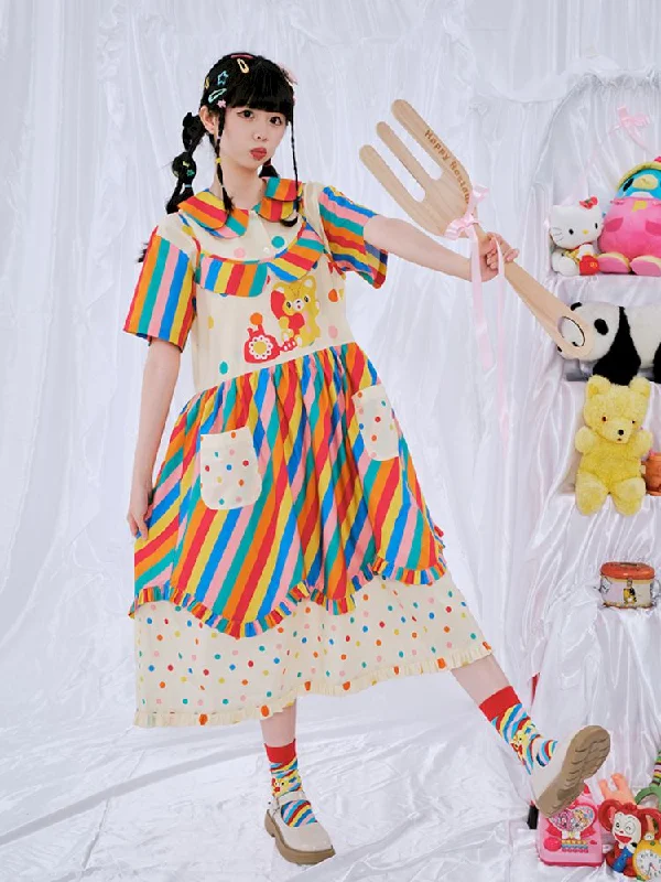 Rainbow Diary Printed Halter Dress【s0000009103】 Tunics Long Elegant