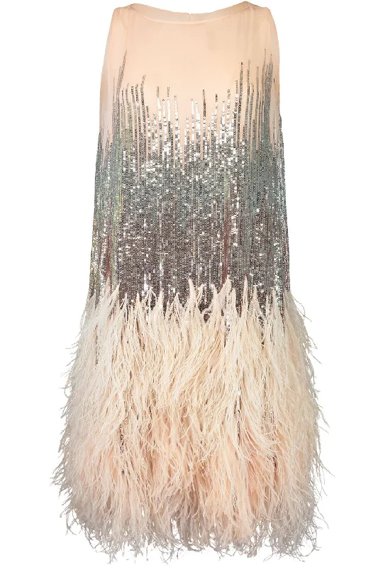 Sequin Feather Cocktail Dress Tunics Short Trendy