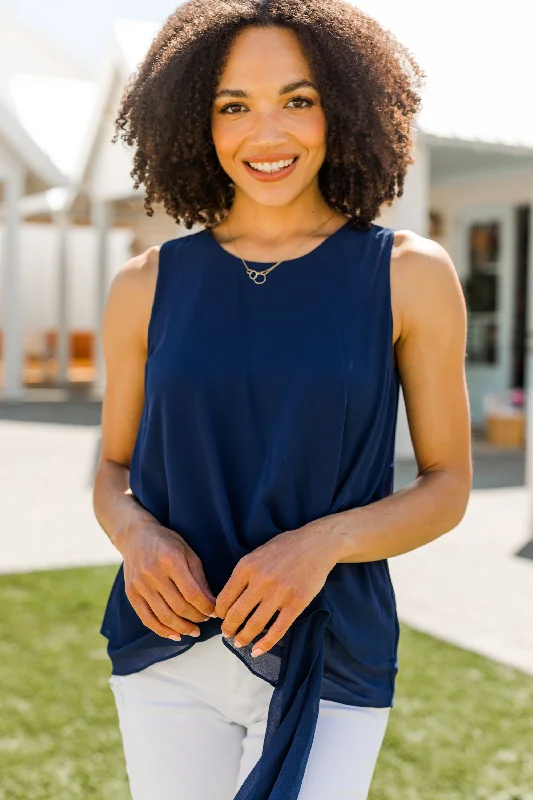 Pulling For You Navy Tank sheer tank top