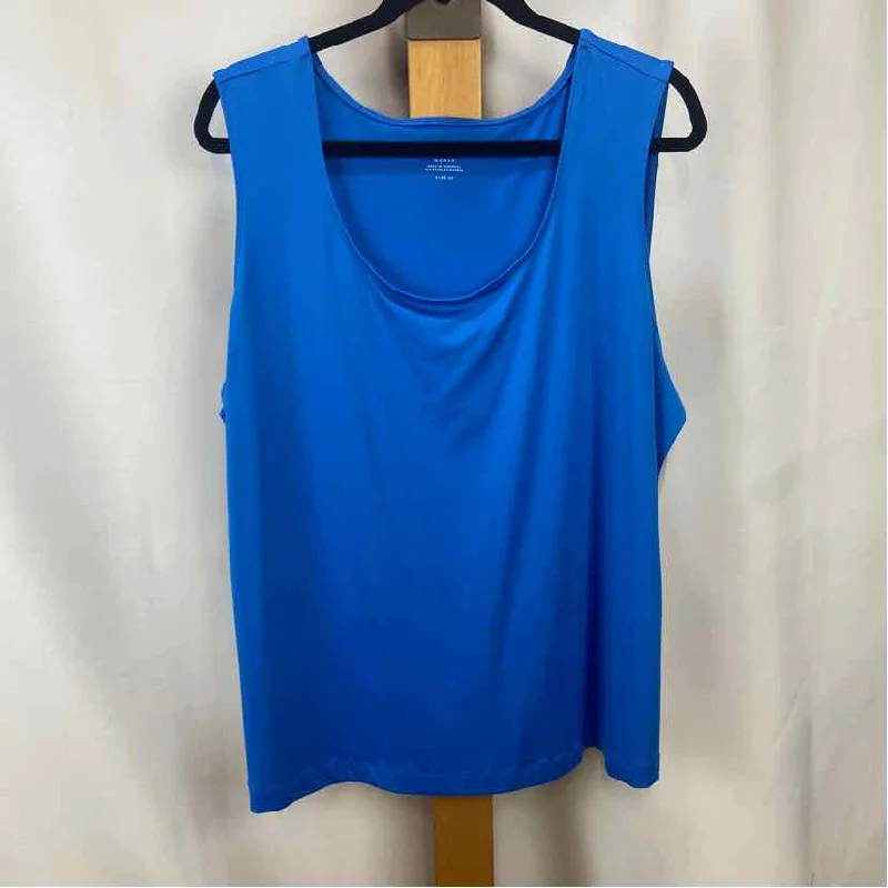 Charter Club Women's Size 2X Blue Solid Tank gym tank top