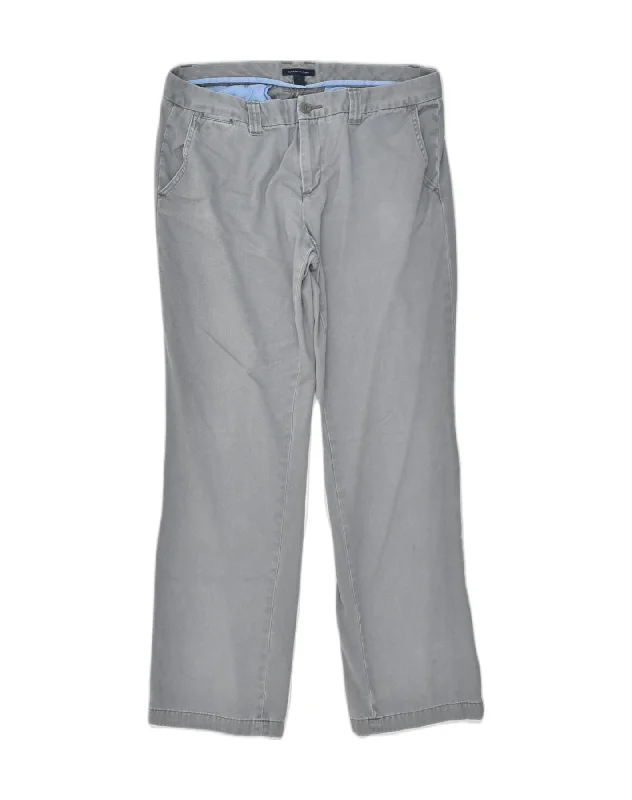 TOMMY HILFIGER Womens Straight Casual Trousers US 12 Large W34 L30 Grey Trousers Yoga Stretchy