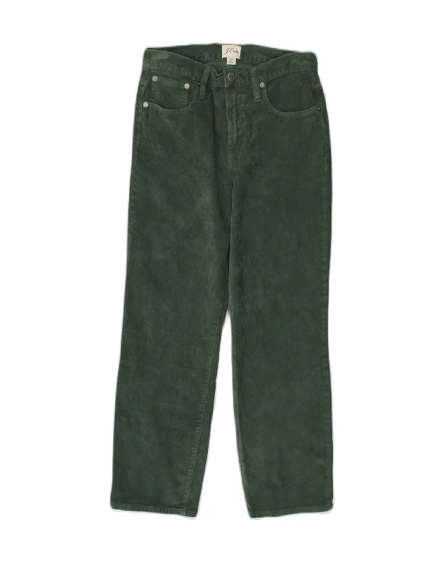 J. CREW Womens Straight Casual Trousers W26 L25 Green Cotton Trousers stylish modern