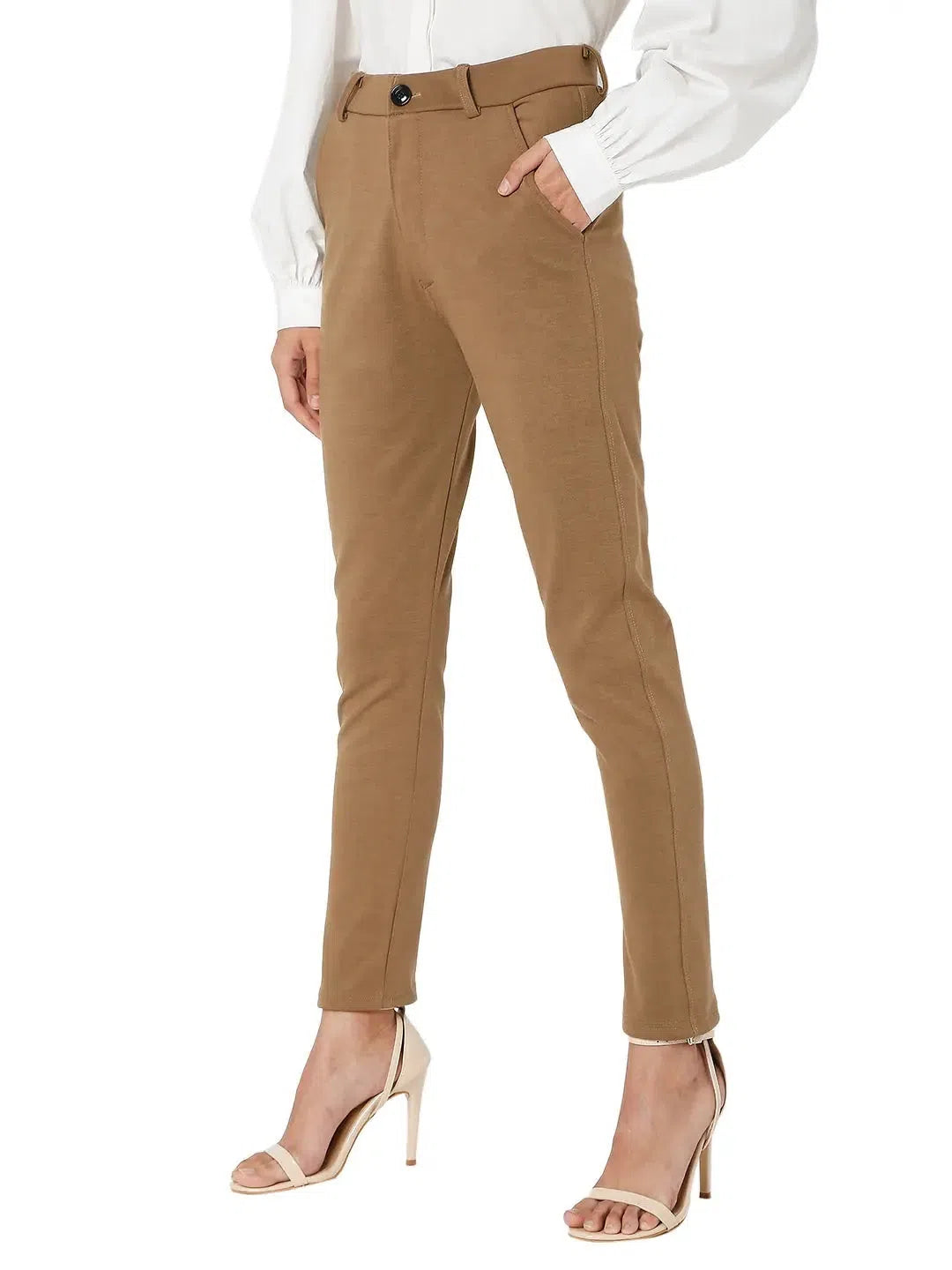 Smarty Pants Women's Cotton Lycra Ankle Length Camel Brown Formal Trouser Trousers Versatile Stylish