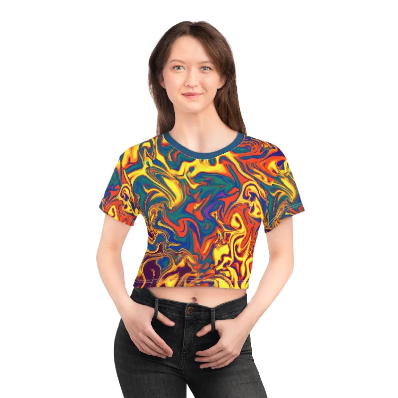 Wicked Waves Crop Top Tee Modern Contemporary Chic