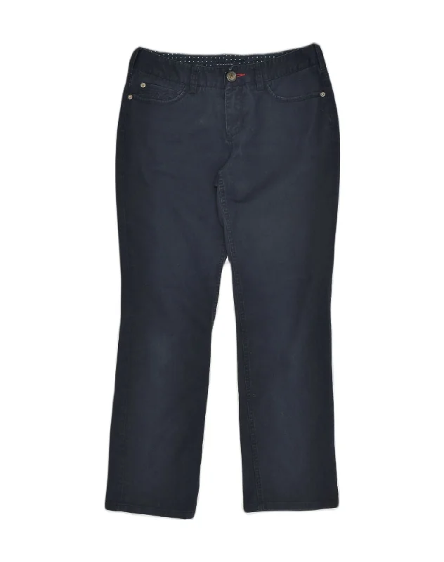 TOMMY HILFIGER Womens Straight Casual Trousers W27 L27 Navy Blue Cotton Trousers trendy modern