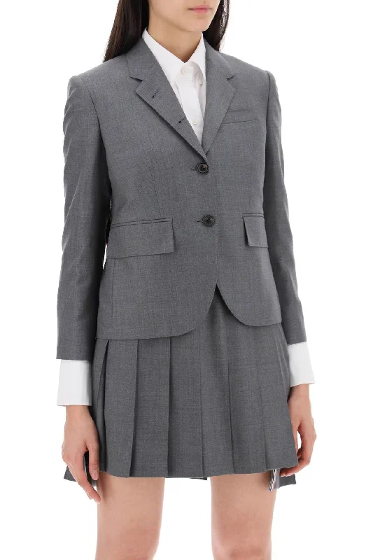 Thom Browne Single-Breasted Cropped Jacket In 120's Wool Jersey Jacket Tulle Jacket Batik Jacket