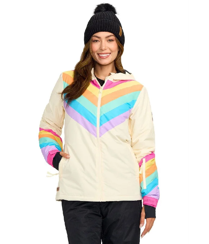 Women's Retro Rainbow Snowboard Jacket Tiered Jacket Buttoned Jacket Zippered Jacket