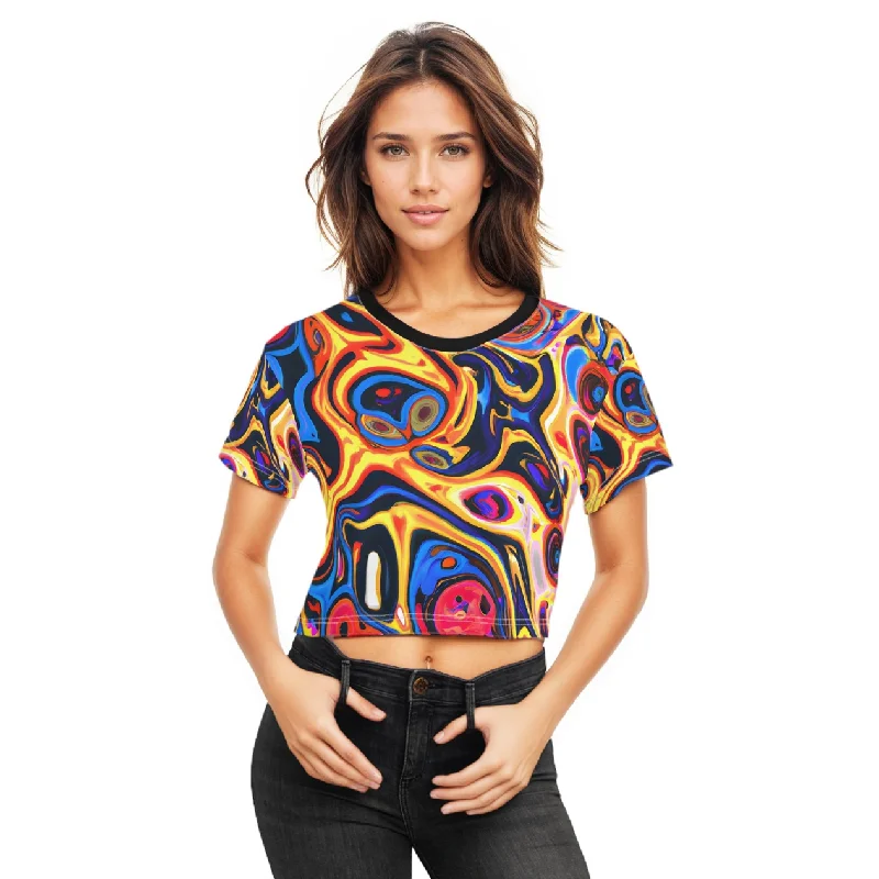 Hypnotic Drip Crop Top Tee Casual Formal Business