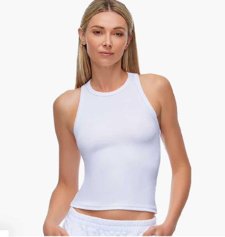 WOMENS RACHEL TANK - WHITE cotton tank top