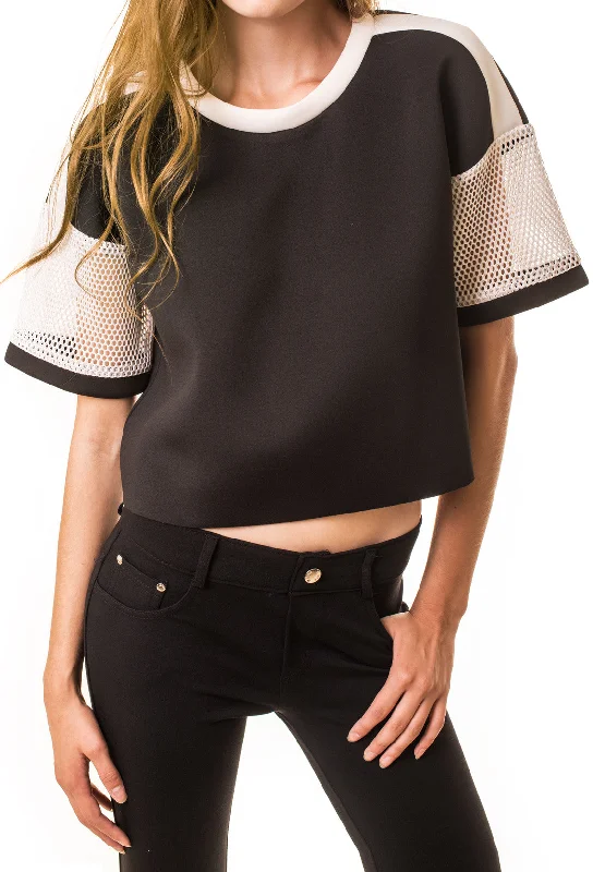 Touchdown Neoprene Crop Top Summer Crop Top Casual Short Sleeve