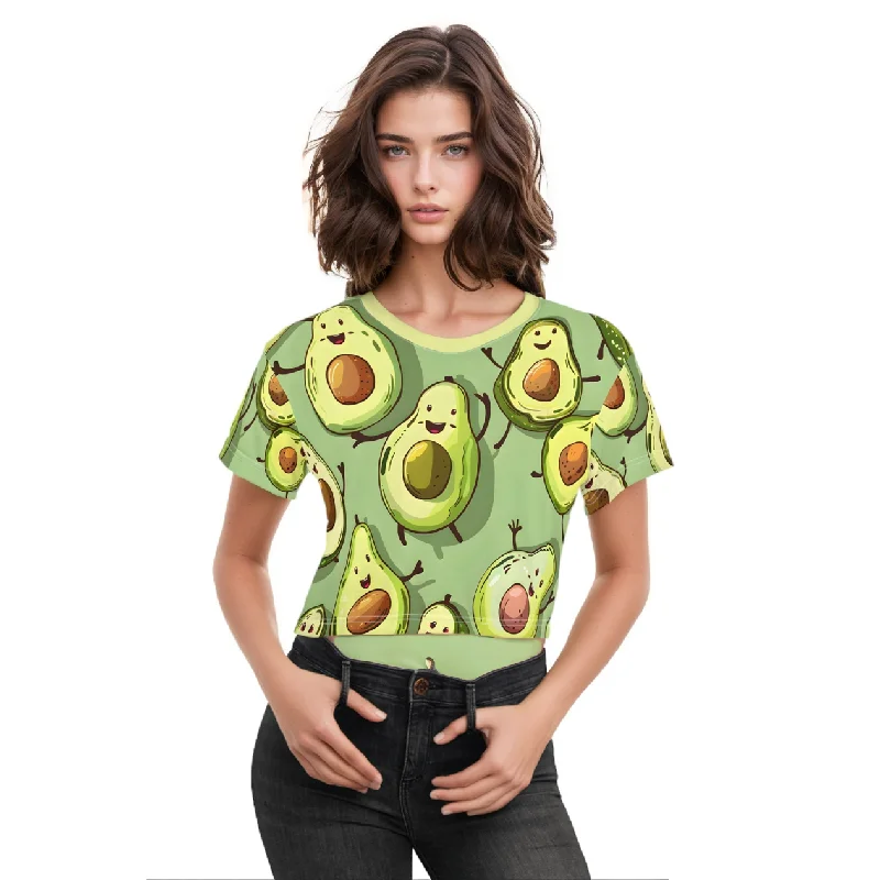 Avocado Jig Crop Top Tee Anti-Pilling Machine Wash Handmade