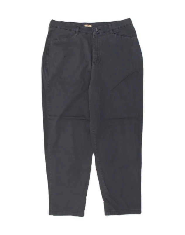 LEE Womens Tapered Casual Trousers US 16 2XL W36 L30 Navy Blue Cotton Trousers Chinos Classic