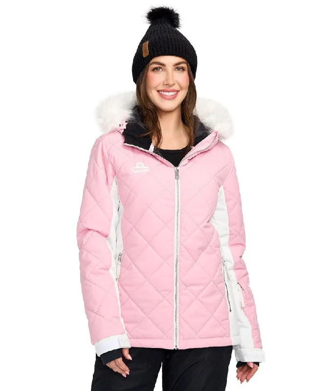 Women's Powder Pink Snowboard Jacket A-Line Jacket Boat Neck Shawl Collar