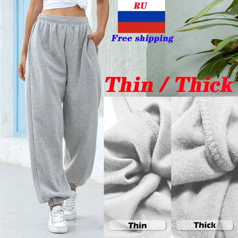 2020 Sweatpants Women Baggy Gray Sports Pants Joggers Wide Leg Oversized Streetwear High Waisted Trousers Women Trousers Chinos Classic