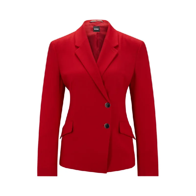 Regular-fit jacket in virgin-wool twill Tiered Jacket Buttoned Jacket Zippered Jacket