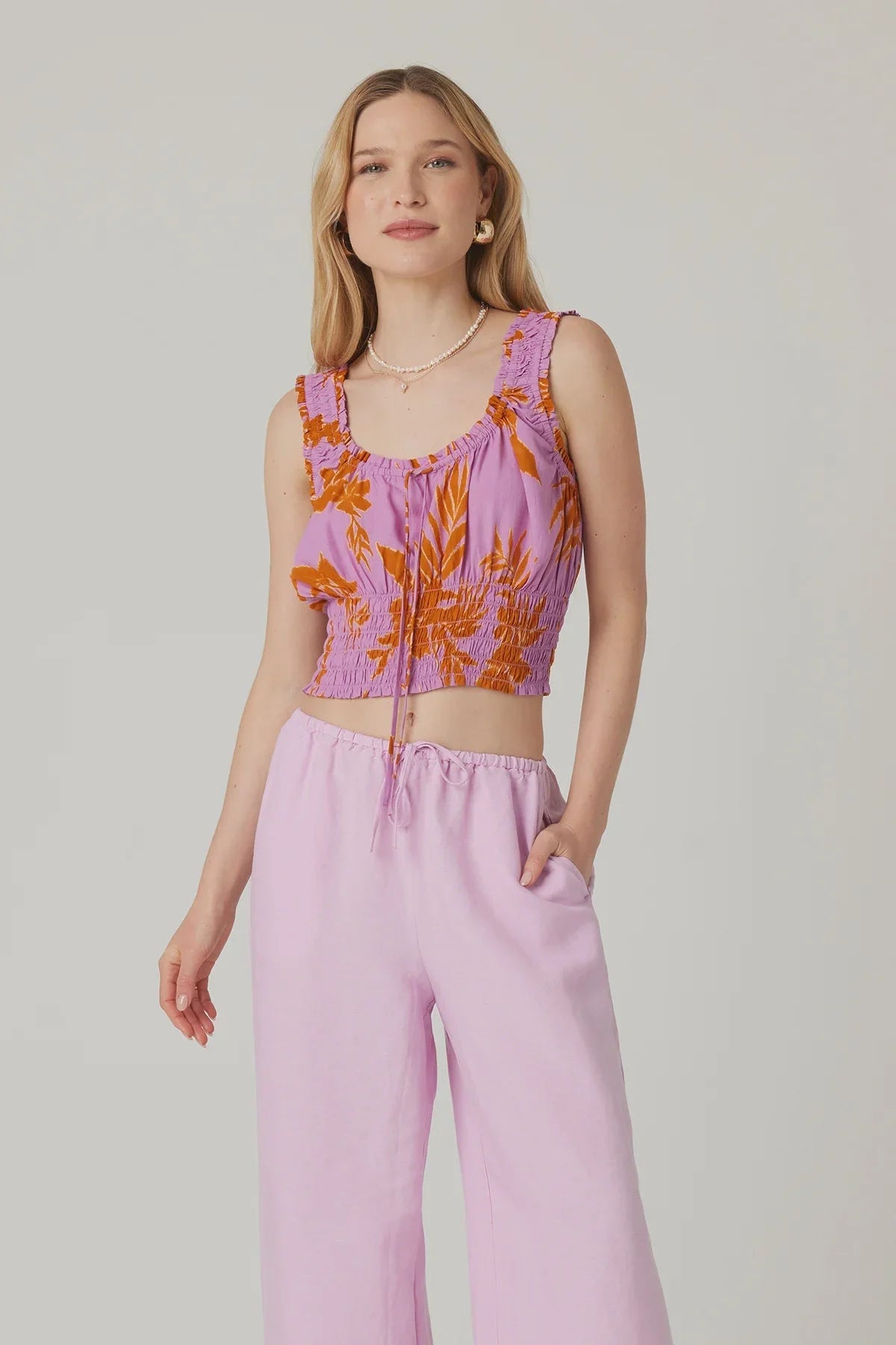 JENNIFER CROP TOP Solid Print Embellished