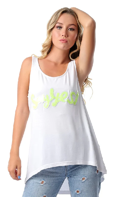 53723 Sequins Say Yes Hi-Low White Tank Top long tank top