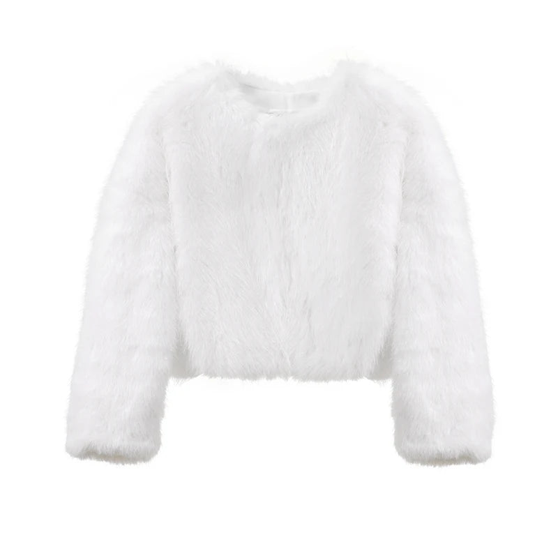 solid white fur coat