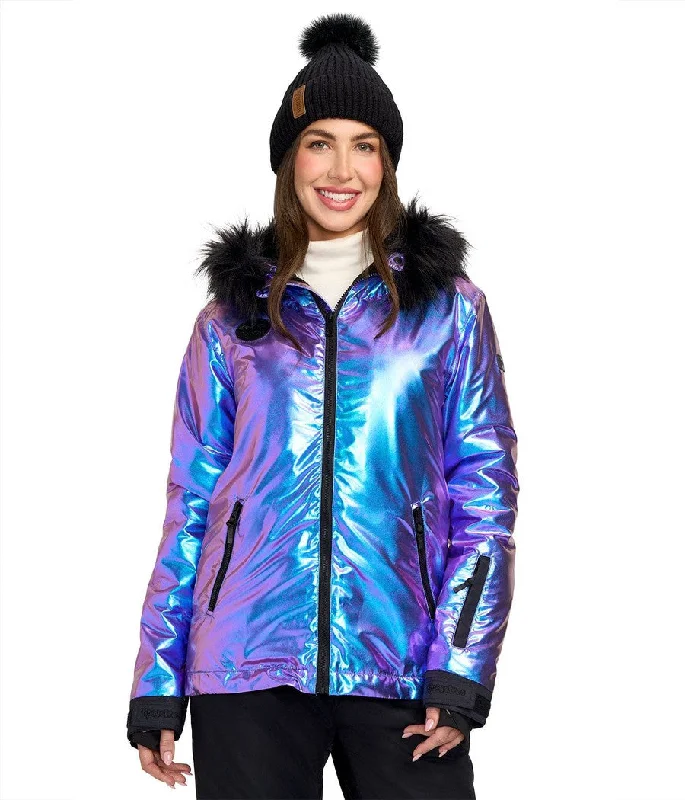 Women's Iridescent Iris Winter Jacket Appliqued Jacket Beaded Jacket Sequined Jacket