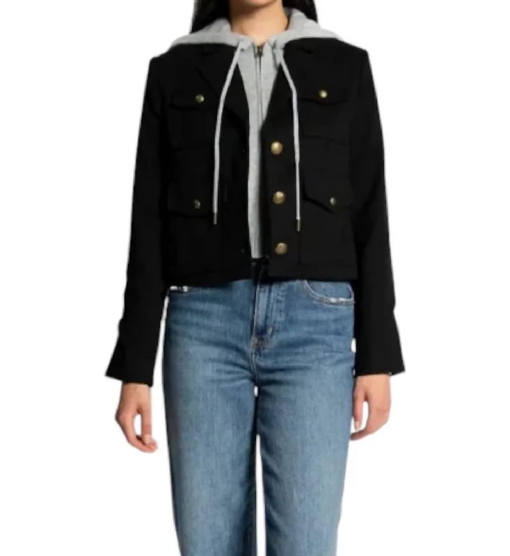 Arlo Cropped Dickie Jacket In Black Cardigan Sweater Pullover