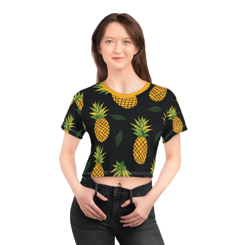 Pineapple Love Crop Top Tee Iron Safe Non-Iron Wrinkle Free