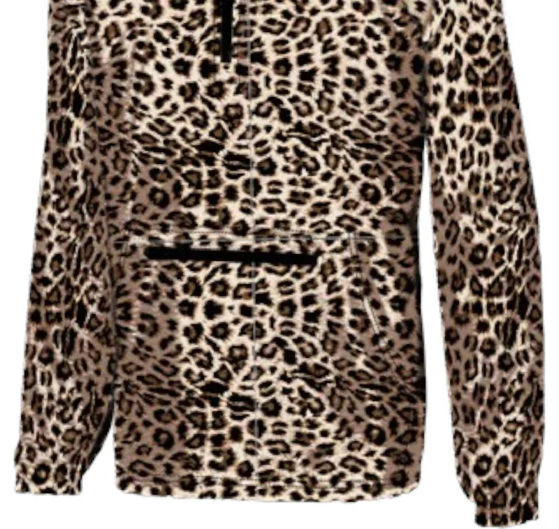 Women's Falling In Love Wind Breaker Jacket In Leopard Front Pockets Side Pockets Patch Pockets