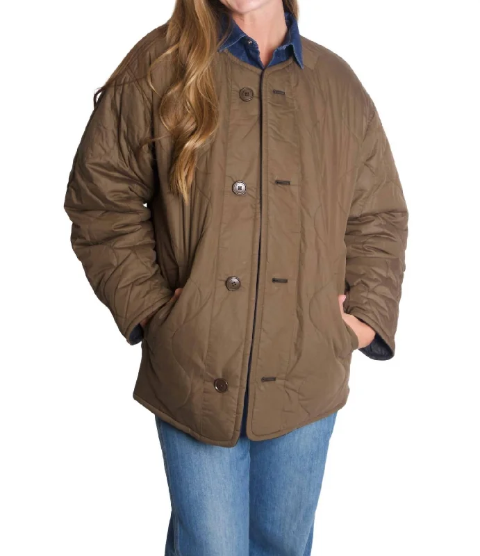 Nesmae Jacket In Brown Front Pockets Side Pockets Patch Pockets