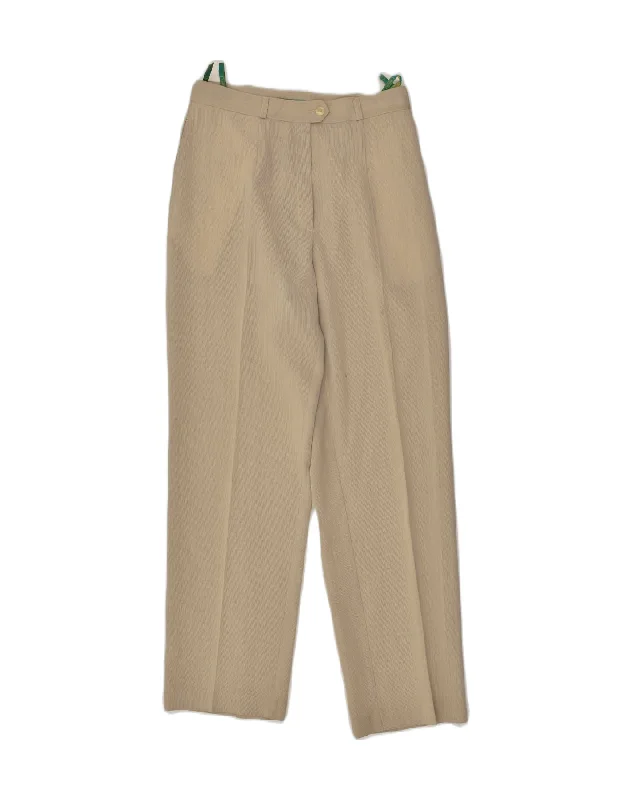 CANDA Womens Straight Suit Trousers UK 12 Medium W28 L30 Beige Trousers Striped Patterned