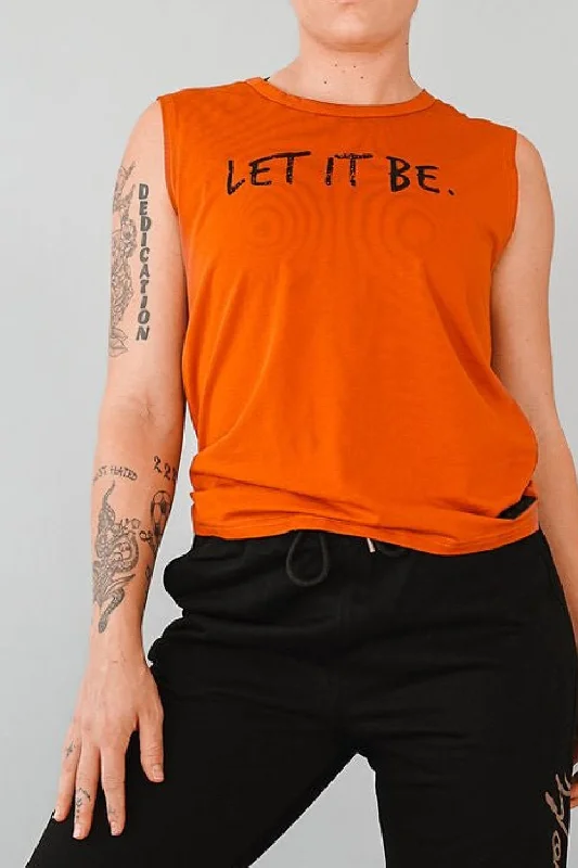 LET IT BE - Rust Women's Relaxed Tank print tank top