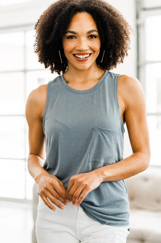 All In Good Fun Blue Stone Tank fitness tank top