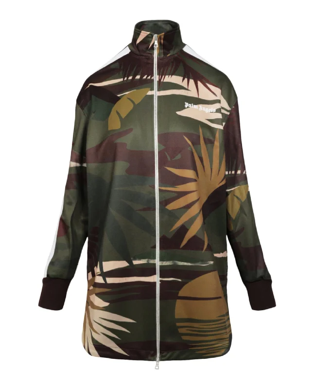 Hawaiian Camo Long Track Jacket Satin Jacket Silk Jacket Chiffon Jacket