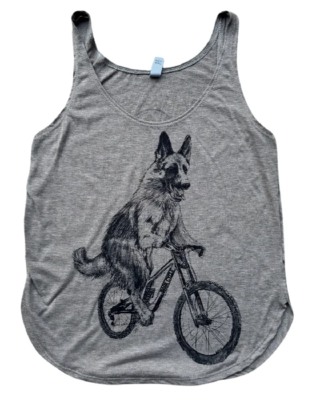 German Shepherd on a Bicycle Women's Fest Tank white tank top