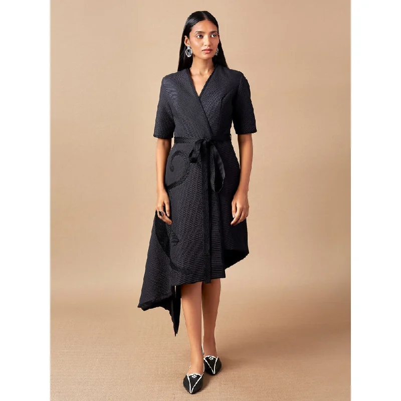 AMPM Black Nora Jacket Midi Dress Front Pockets Side Pockets Patch Pockets