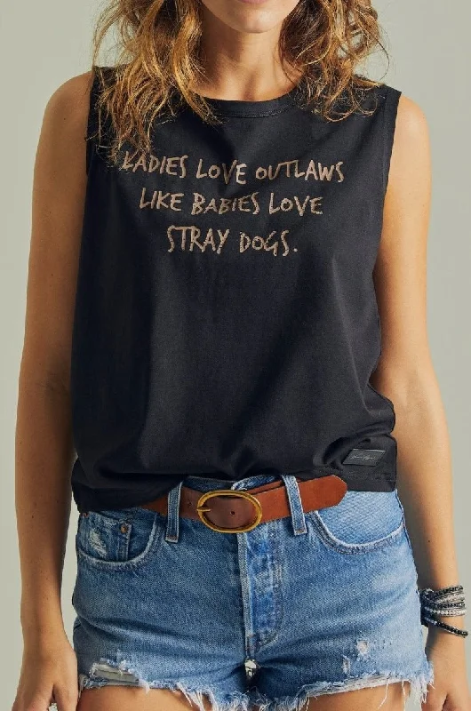 LADIES LOVE OUTLAWS - Women's Midnight Relaxed Tank peekaboo tank top