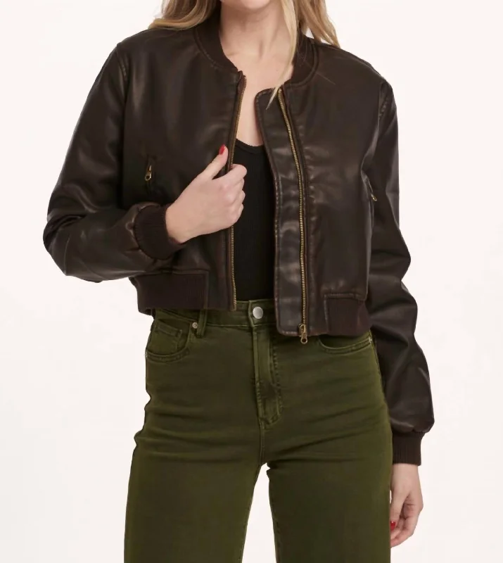 Inez Jacket In Cacao Stand-Up Collar Roll-Neck Collar Turtle Neck