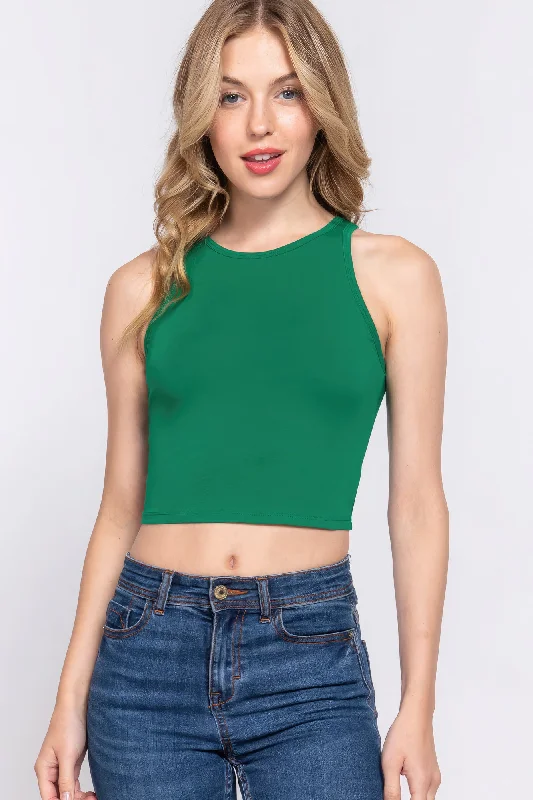 Halter Neck Crop Top Silk Blend Satin Velvet