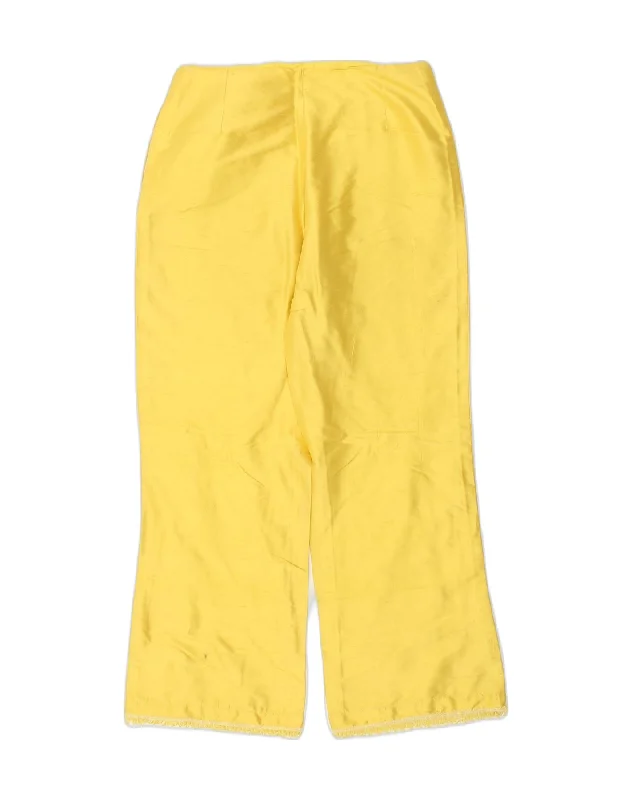 VINTAGE Womens Straight Casual Trousers W28 L27  Yellow Trousers Vintage Classic