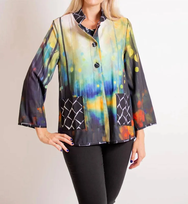 Call Your Name Reversible Jacket In Multi-Colored Satin Fabric Silk Fabric Chiffon Fabric