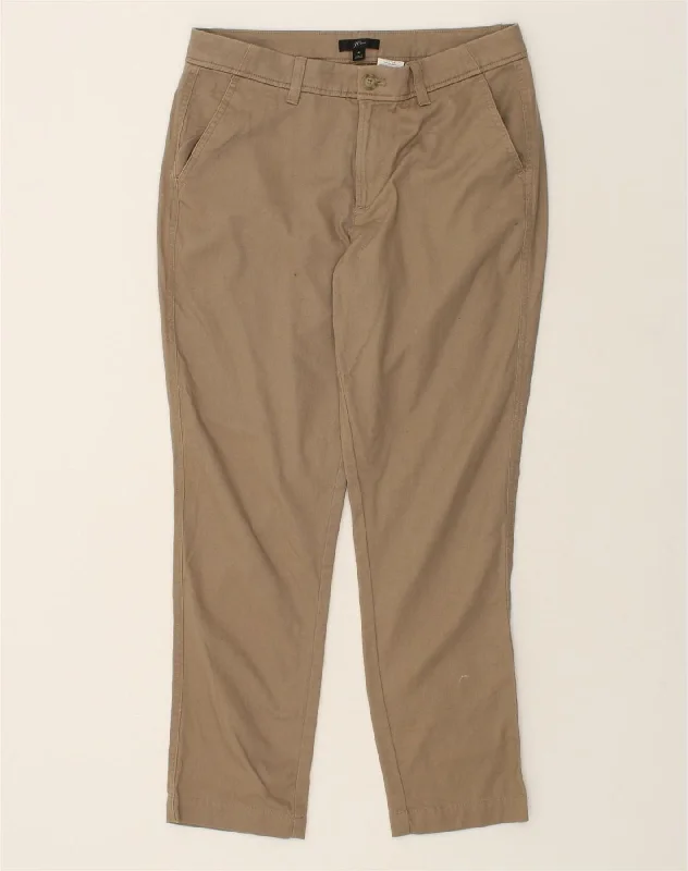 J. CREW Womens Slim Chino Trousers US 4 Small W30 L28 Beige Cotton Wide Leg Loose Fit Mid Waist