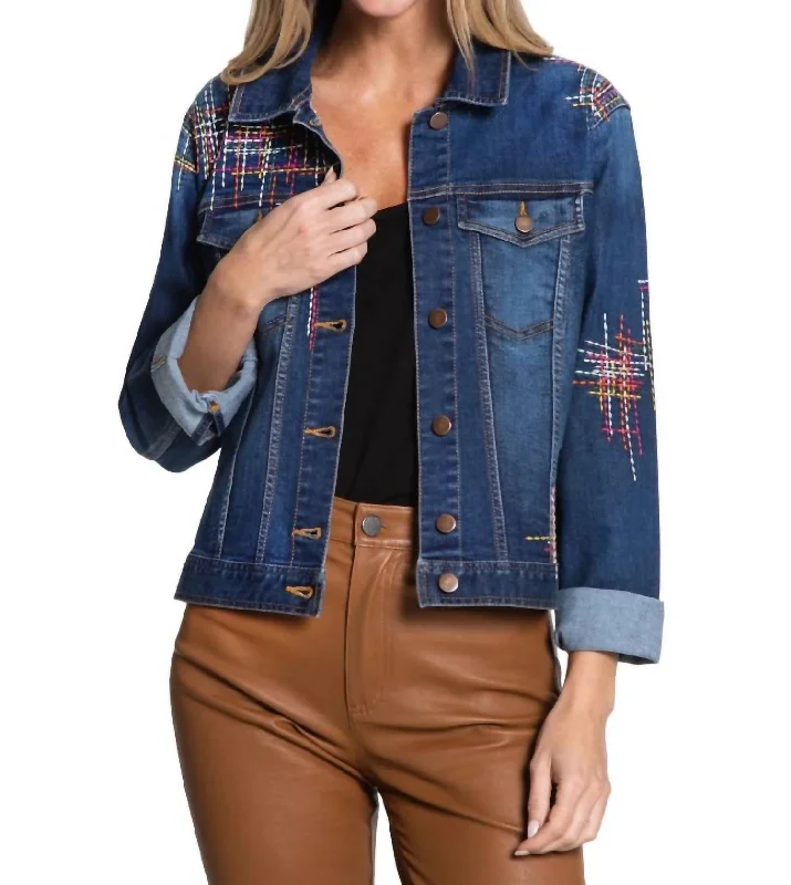 Fallon Jacket In Medium Denim Nylon Jacket Polyester Jacket Spandex Jacket