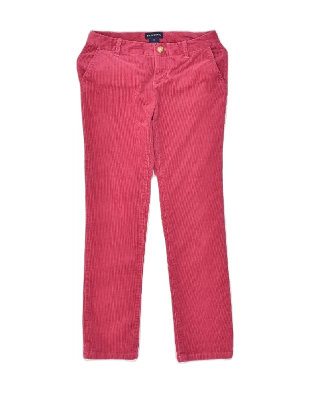 RALPH LAUREN Womens Slim Corduroy Trousers UK 8 Small W26 L24 Pink Cotton Trousers Gym Athletic