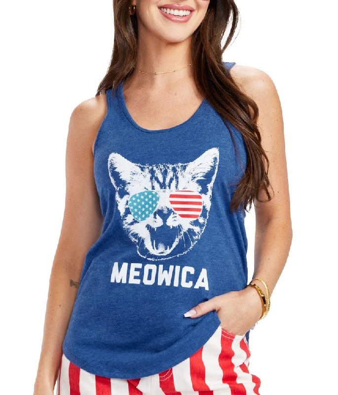 Women's Blue Meowica Tank Top fitness tank top