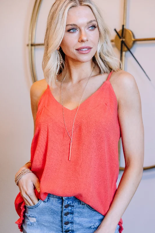 No Limits Coral Orange Linen Tank relaxed fit tank