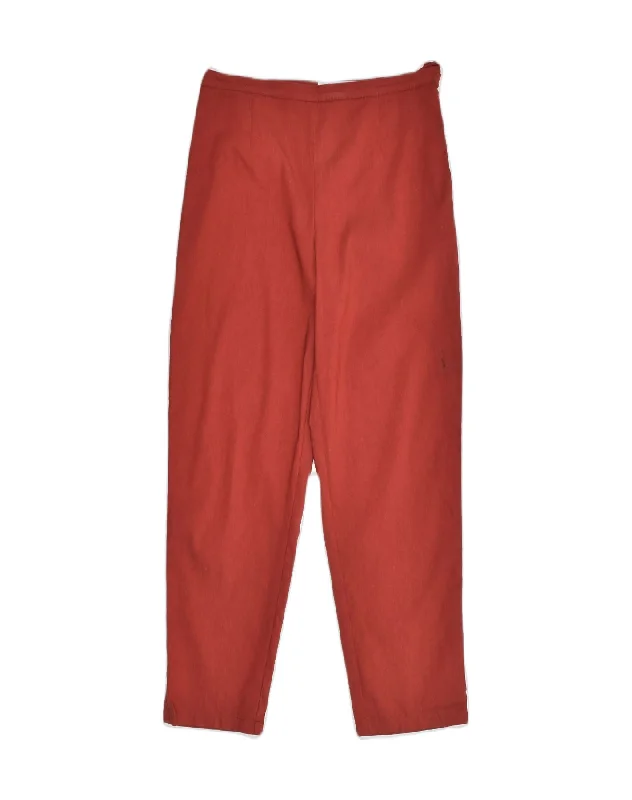 MARELLA Womens Slim Casual Trousers UK 12 Medium W26 L27  Red Linen Trousers Fleece Cozy