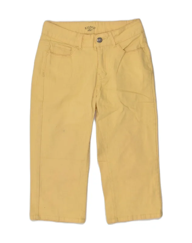 LEE Womens Straight Cropped Trousers US 6 Medium W28 Yellow Cotton Trousers Designer Luxury