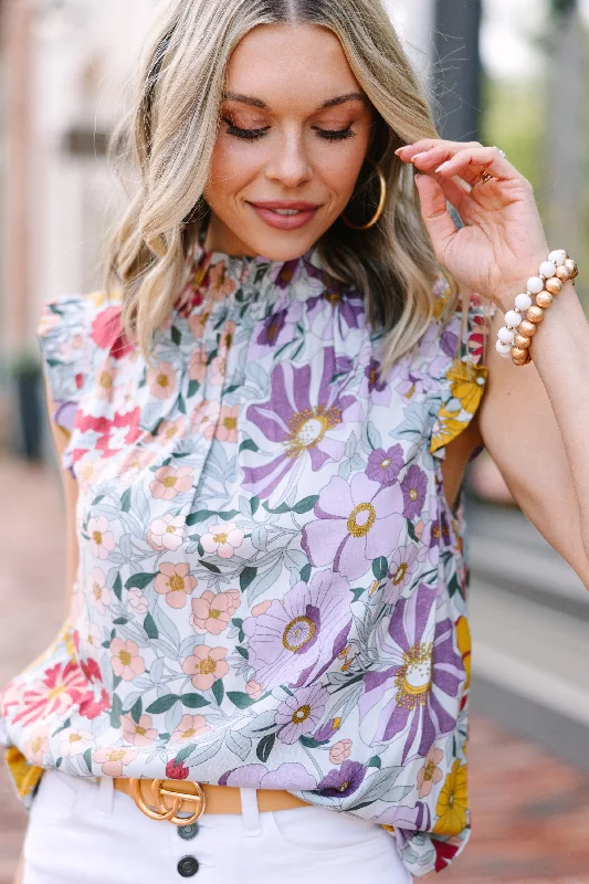 Put It To The Test Lavender Purple Floral Tank bright tank top